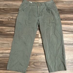 Orvis Pants Mens 38x28 Green Cotton Flat Front Chino Straight Leg Workwear